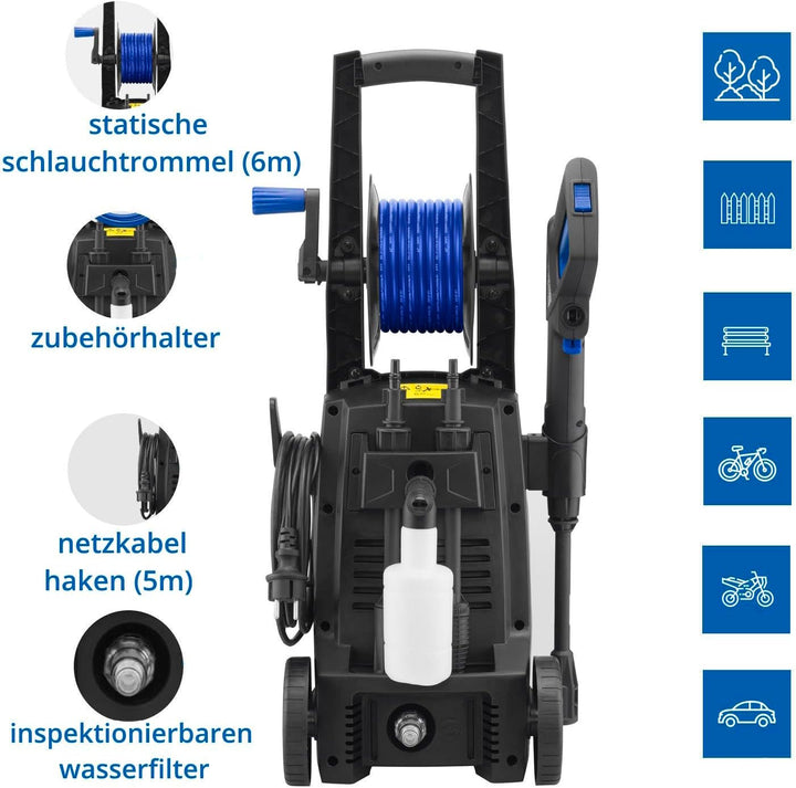 AR Blue Clean Hochdruckreiniger e-1600 HRD mit Rohrreinigersonde (1600 W, 125 bar, 420 l/h) 125 bar
