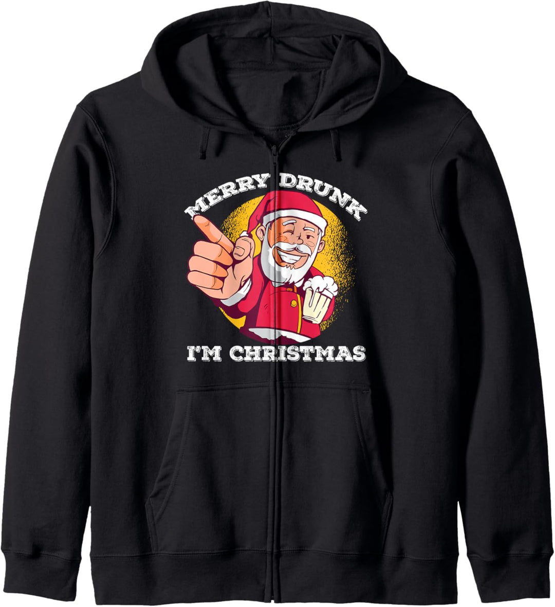 Lustiger Weihnachtsmann mit Aufschrift "Merry Drunk I'm Christmas" Kapuzenjacke