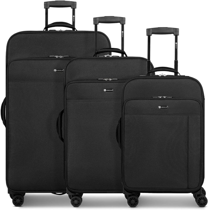 Kofferset 3 Teilig mit 4 Rollen, Reisekoffer Set XL M L, Trolley Koffer Weichgepäck Leicht & Robust,