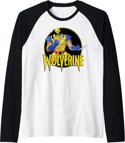 Marvel X-Men Wolverine Classic Portrait Title Logo Raglan