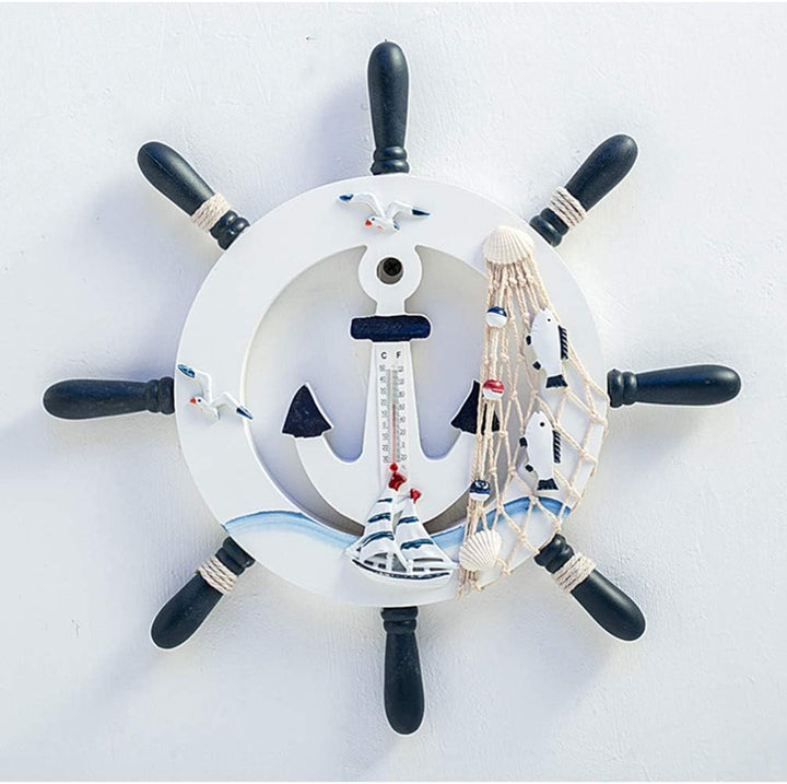 Garneck Holz Steuerrad mit Anker Fisch Netz Maritime Wanddeko Nautical Schiff Steuerrad Deko Mediter