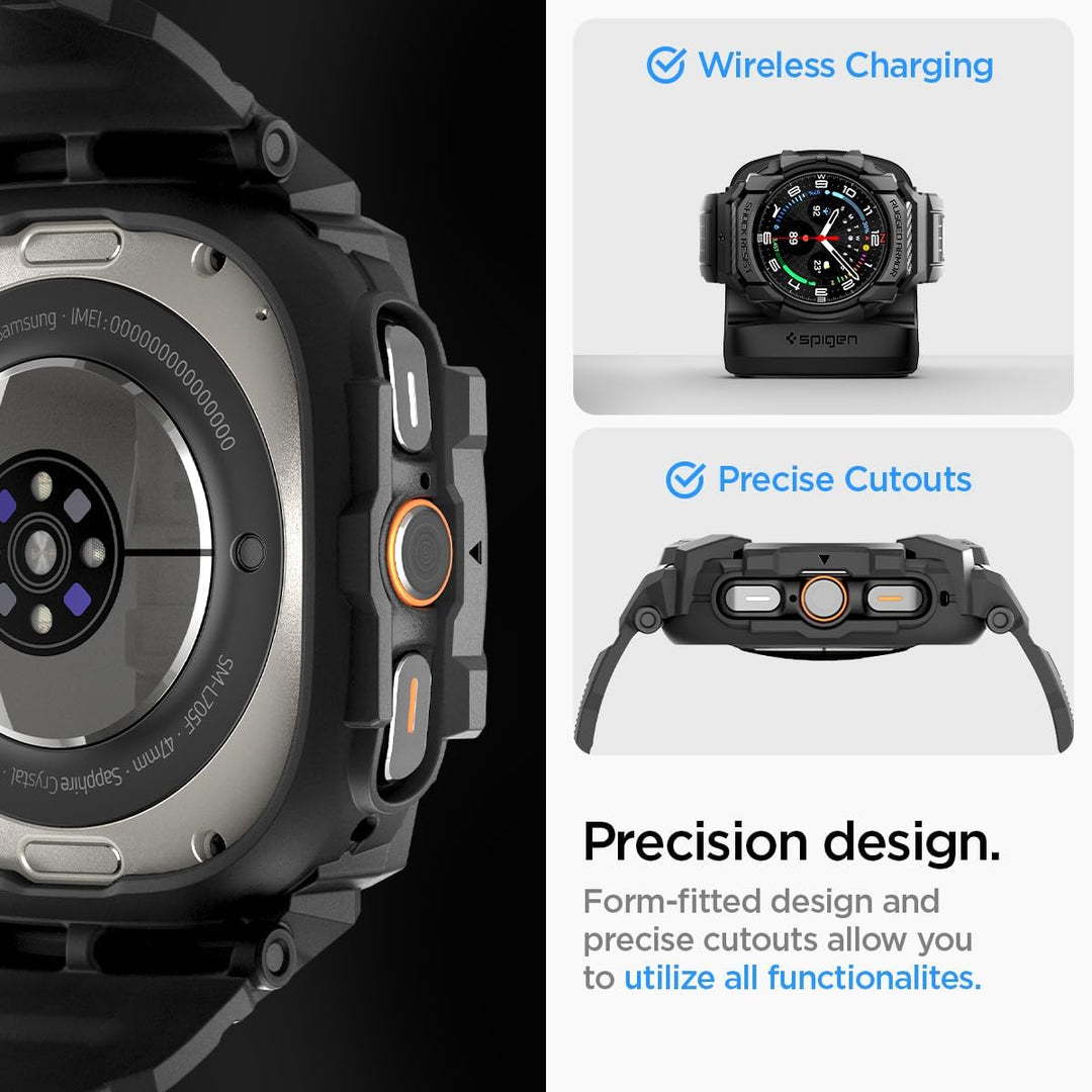 Spigen Rugged Armor Pro Hülle mit Band für Samsung Galaxy Watch Ultra 1 | TPU-Unibody-Hülle mit Armb