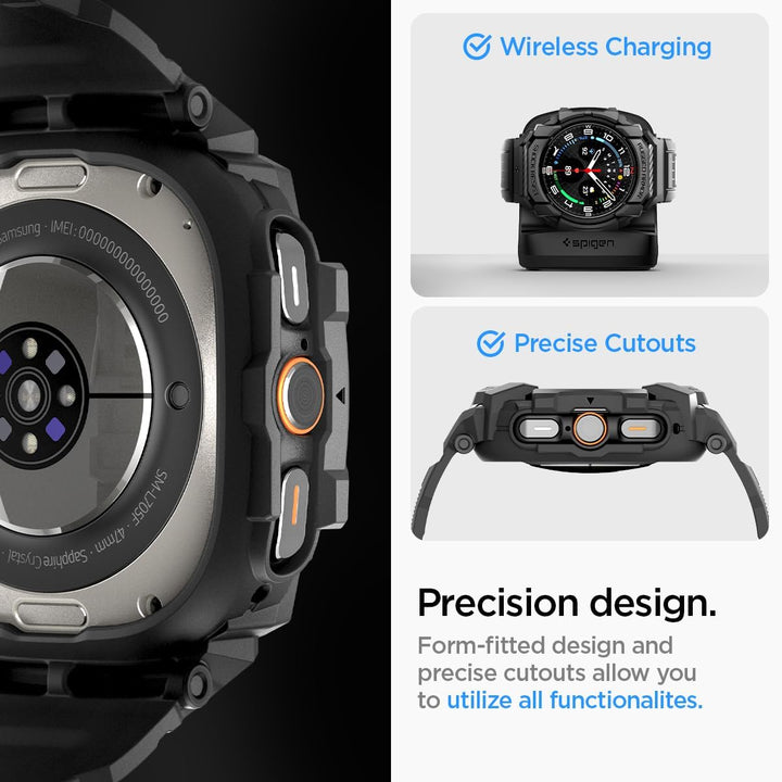 Spigen Rugged Armor Pro Hülle mit Band für Samsung Galaxy Watch Ultra 1 | TPU-Unibody-Hülle mit Armb