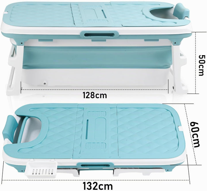 Faltbare Badewanne für Erwachsene, Klappbare Mobile Badewanne 132×60×50 cm, Tragbar &amp; Platzsparend,