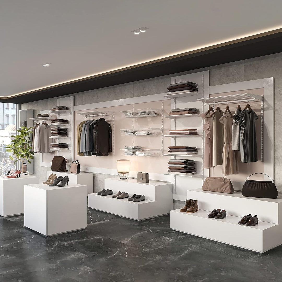 Emuca - Wandbefestigungsplatten und Jagmet-Regalträger, 230, Weiss, Stahl 230mm 4 Platten + Stützen,