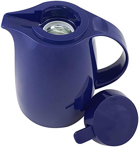 Helios Servitherm Thermoskanne Dunkelblau 1,0L – 6h Heiss - Hält Getränke heiss & kalt – Einhandbedi