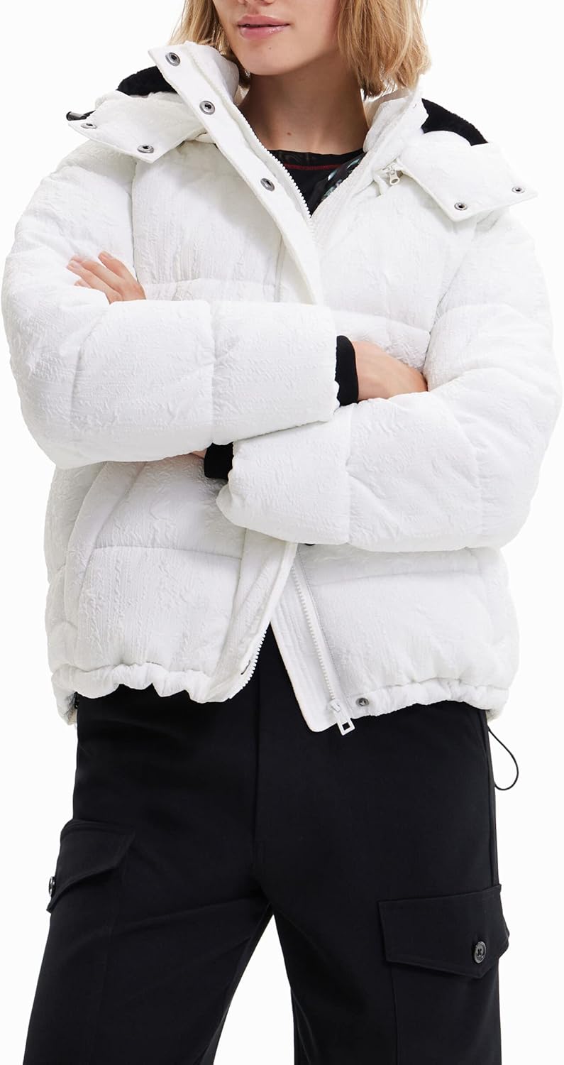 Desigual Damen Padded Short Overcoat S Weiss, S Weiss
