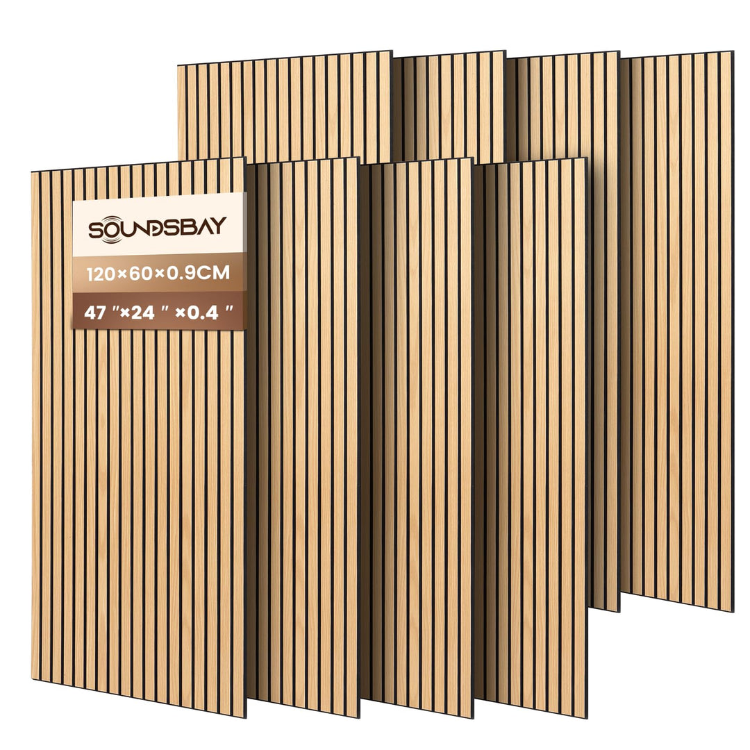 Soundsbay Akustikpaneele Selbstklebend 5.76 ㎡-8 Stück 120×60×0.9cm Oak | Akustikplatten Wandpaneele