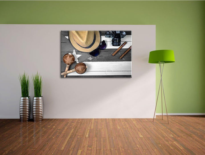 Stilleben Kubazigarren schwarz/weiss Format: 100x70 auf Leinwand, XXL riesige Bilder fertig gerahmt