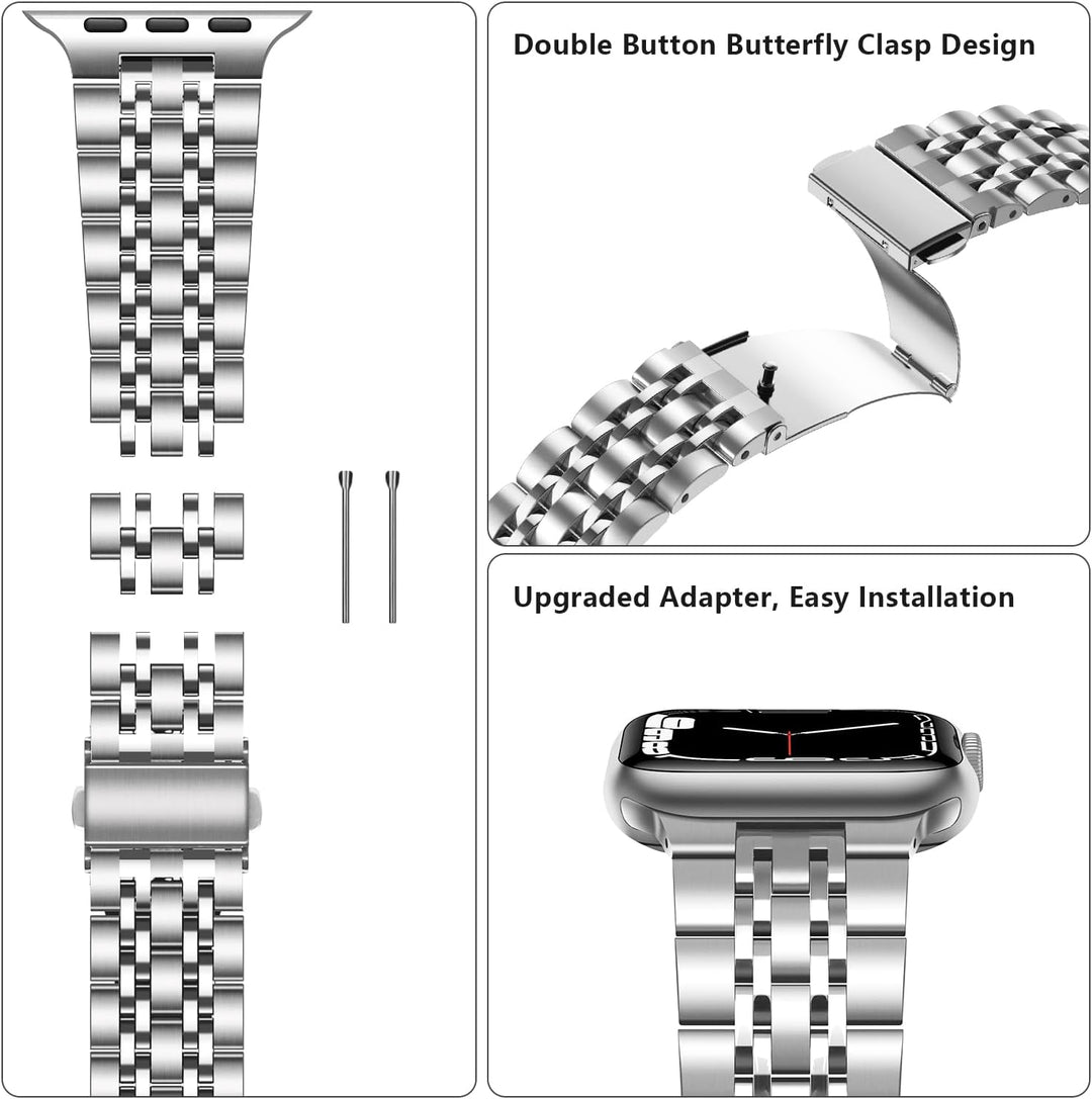 Tasikar Kompatibel mit Apple Watch Armband 49mm 46mm(Series 11/10) 45mm 44mm 42mm Massives Edelstah