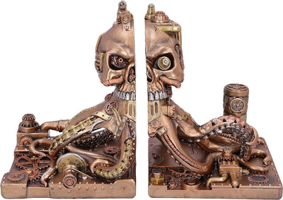 Nemesis Now Buchstützen, mechanisch, Oktopus, Steampunk, 26,5 cm, bronzefarben