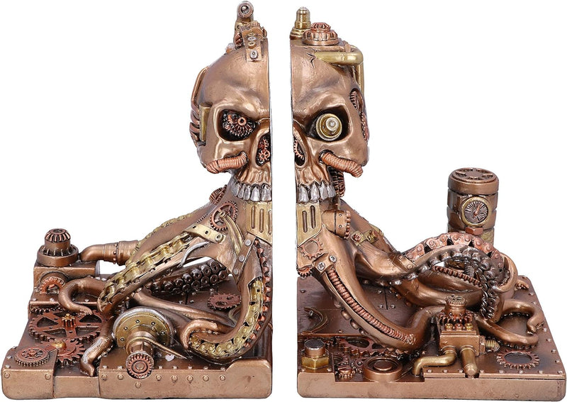 Nemesis Now Buchstützen, mechanisch, Oktopus, Steampunk, 26,5 cm, bronzefarben
