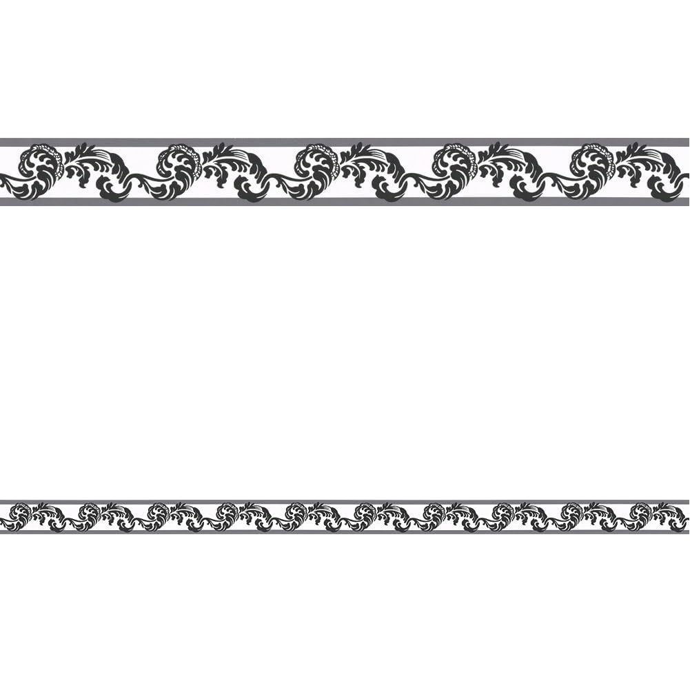 A.S. Création selbstklebende Bordüre Stick ups klassisch 5,00 m x 0,05 m schwarz weiss Made in Germa
