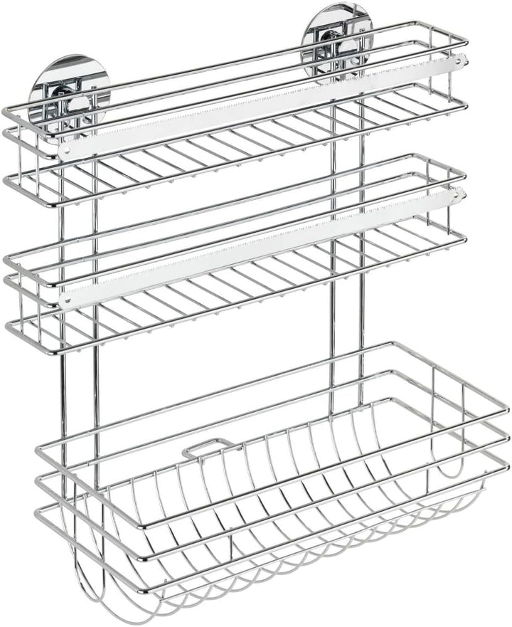 WENKO Turbo-Loc Küchenrollenhalter Trio - Befestigen ohne bohren, verchromtes Metall, 32.5 x 34 x 15