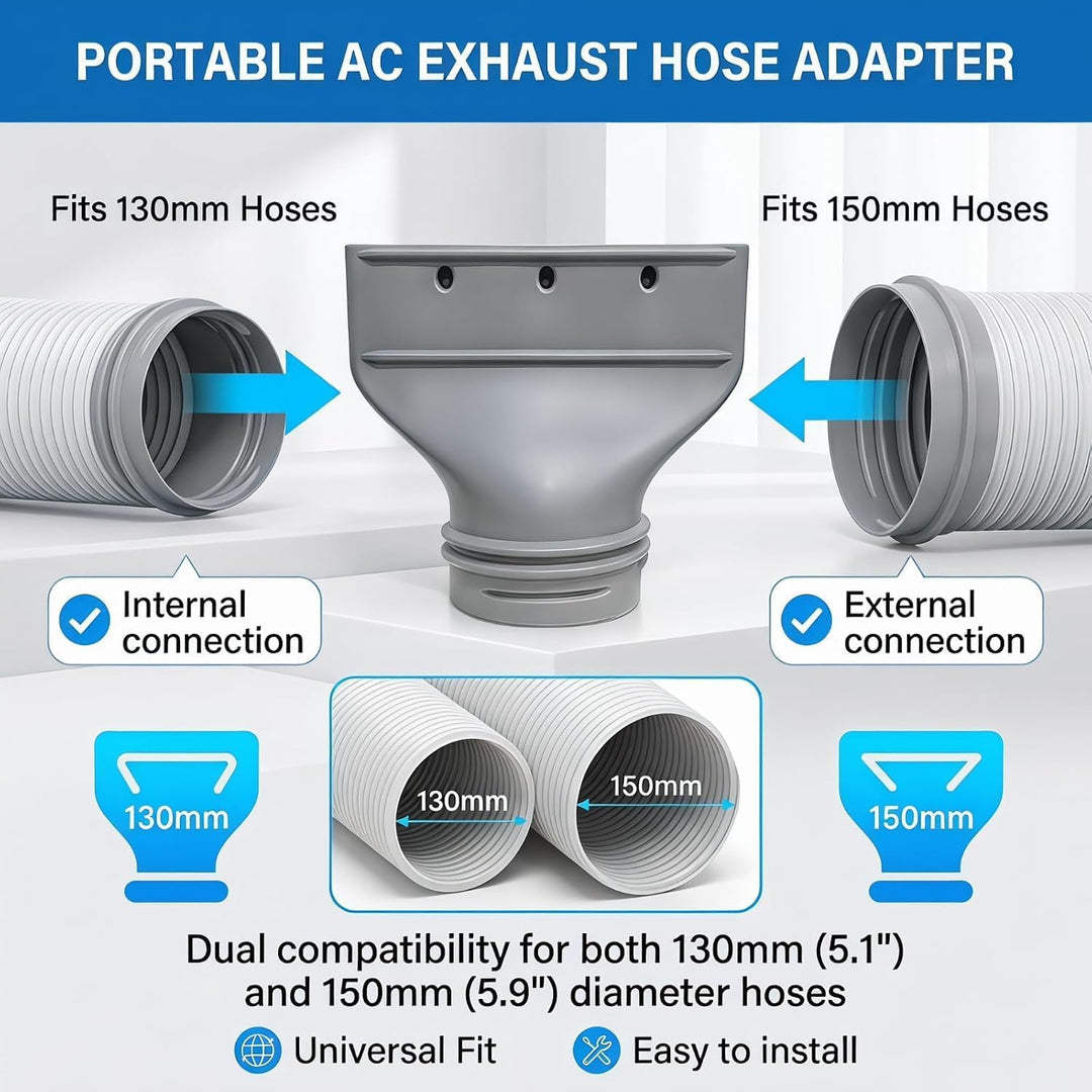 Abluftschlauch Klimagerät 130mm/150mm Adapter, Klimaanlage Abluftschlauch Schlauch Adapter Fenster,