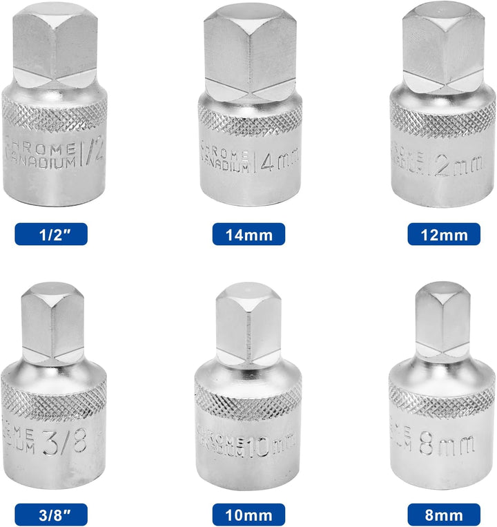 DAKCOS 1/2" Öldienst-Schlüsselsatz Öldienstschlüssel, CR-V, Profil: Vierkant(8-10-12-14-3/8"-1/2") 1