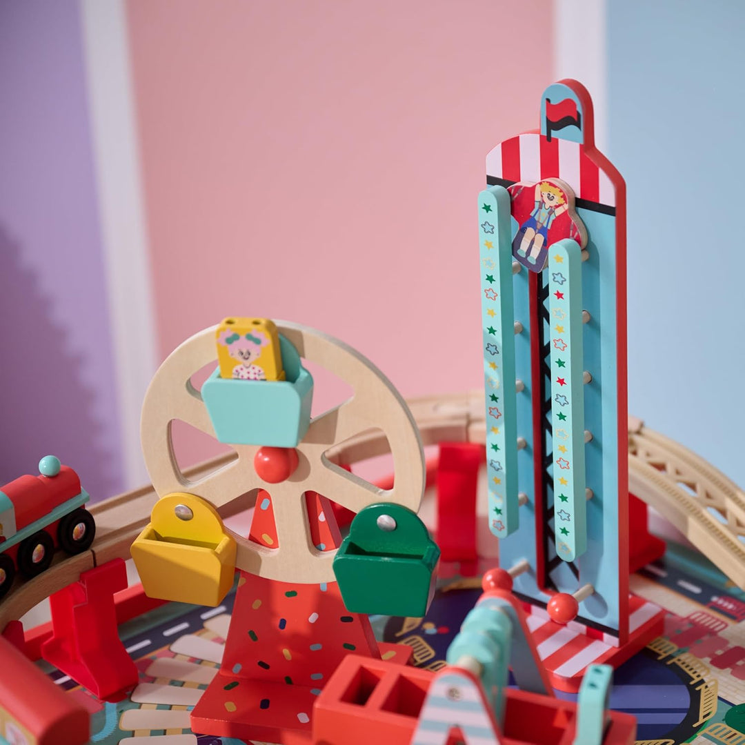 Teamson Kids Eisenbahn Spieltisch mit 6 Mini-Spielen & Aufbewahrung