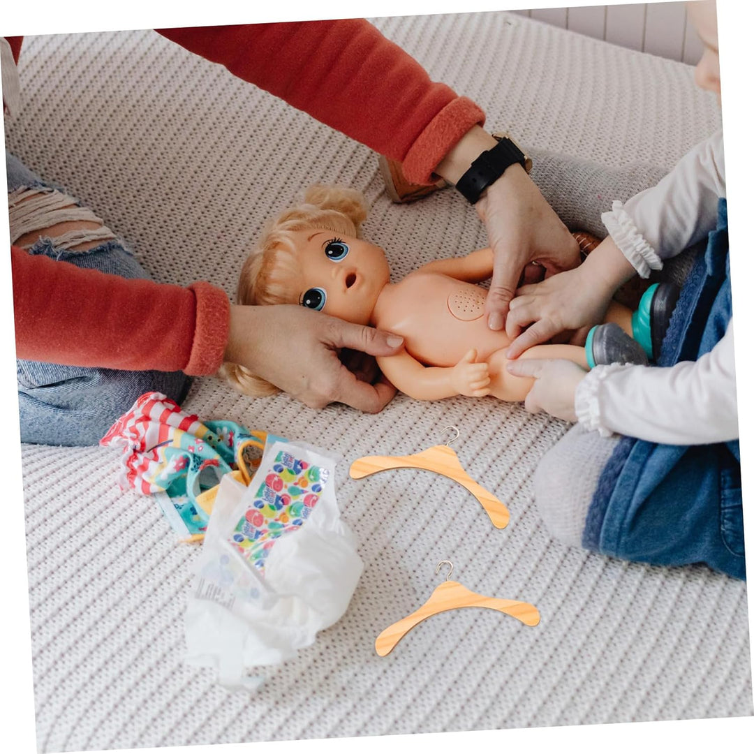 VICASKY 10 Stück Puppenkleiderbügel Puppen Kleiderbügel Mini Miniaturkleiderbügel 10 Stück Holzbügel