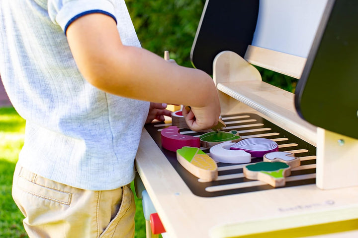EverEarth Kinder BBQ Grill aus nachhaltigem Holz - Lernspielzeug zum Üben mit Essen und Lebensmittel
