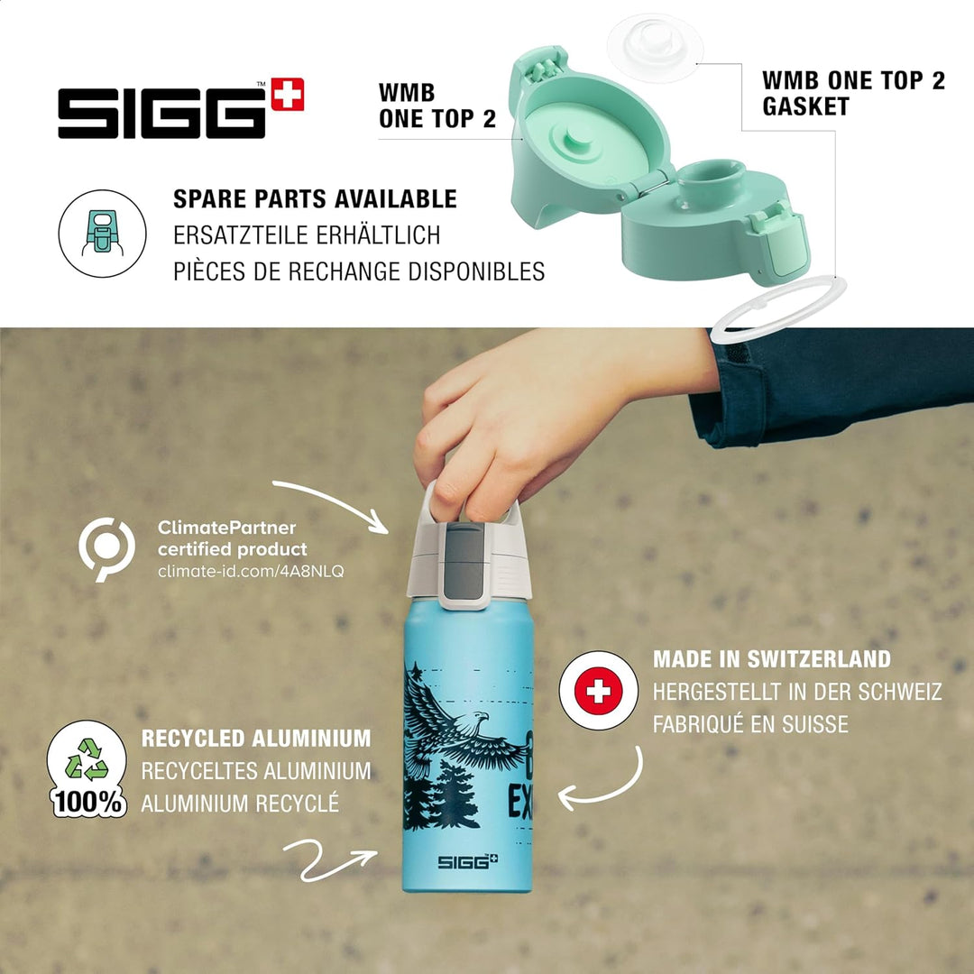 SIGG - Alu Trinkflasche Kinder - WMB ONE - Made in Switzerland - Für Kohlensäurehaltige Getränke Gee