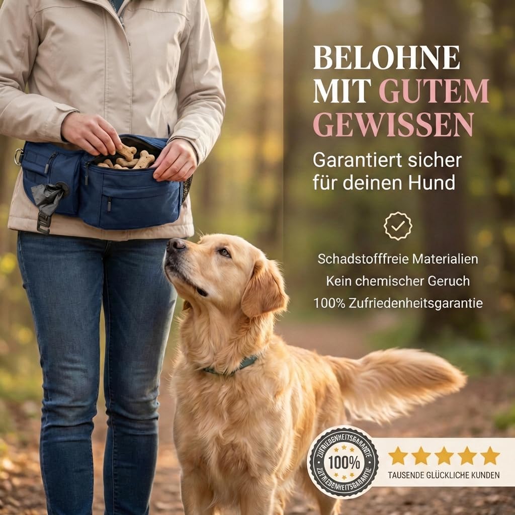 HUND IST KÖNIG Leckerlitasche für Hunde Leckerlis & Hundezubehör - Robuste Bauchtasche Hund - Futter
