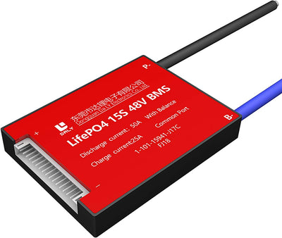 DALY BMS 15S 48V 50A LiFePO4 Batterieschutzmodul PCB Schutzplatine mit Balance-Leitungen Drähte BMS