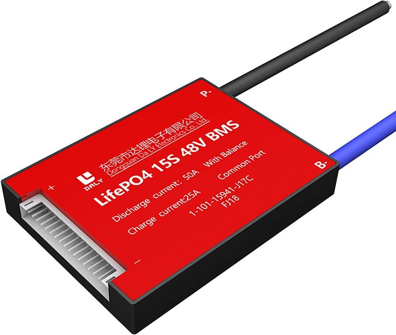 DALY BMS 15S 48V 50A LiFePO4 Batterieschutzmodul PCB Schutzplatine mit Balance-Leitungen Drähte BMS