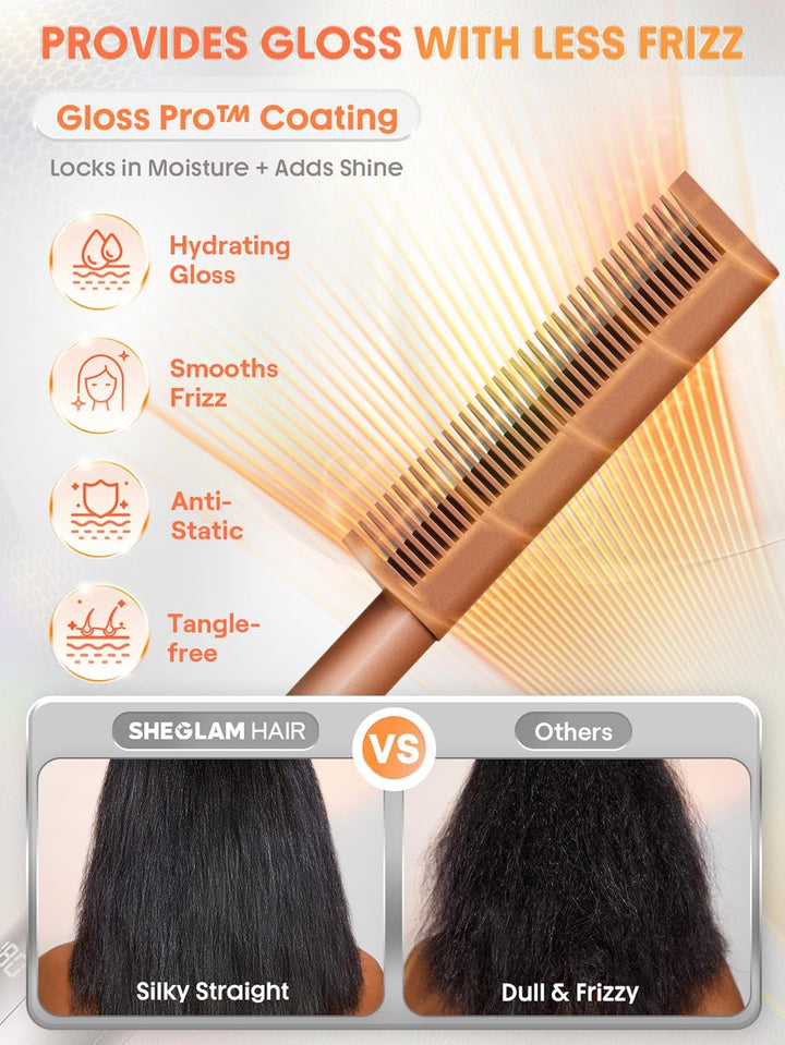 SHEGLAM Hitzeschutz-Glätteisen mit Glanzbeschichtung, Professioneller Glättungsbürste mit Gloss Pro™