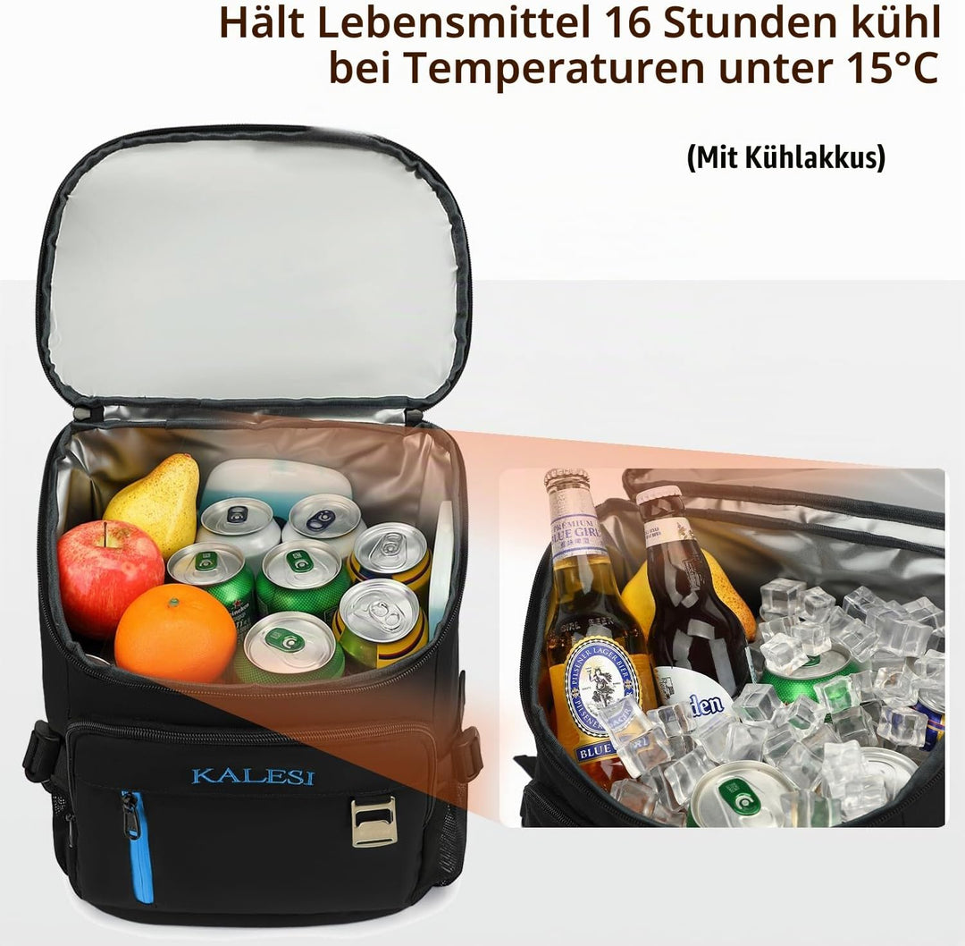 Kalesi Kühlrucksack 36 Dosen Leichter Isolierter Rucksack Kühler Auslaufsicher Reise Camping Mittage