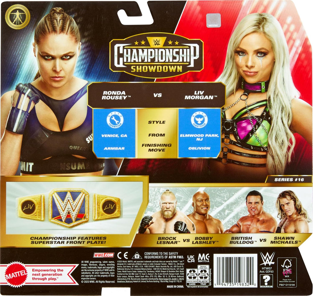 Mattel WWE Championship Showdown 2-Pack Action Figures & Accessory, Series #16 Ronda ROusey vs Liv M