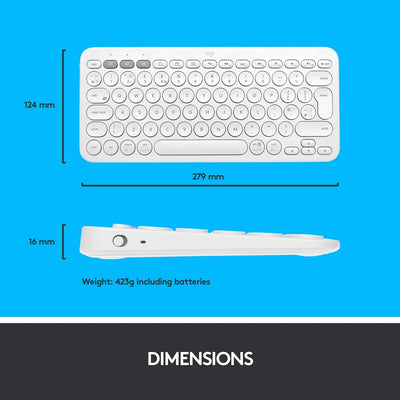 Logitech K380 Kabellose Bluetooth-Tastatur, Multi-Device & Easy-Switch Feature, Windows- und Apple-S