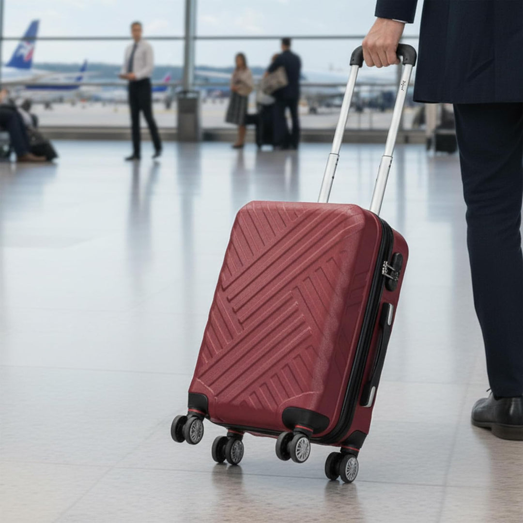 Zelsius Koffer Set 3 Stück, Rot | ABS Hartschalenkoffer mit Zahlenschloss, Doppelrollen und Innen Tr