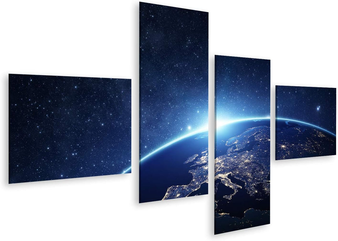 islandburner Bild auf Leinwand Planet Erde Aus Weltall Bilder Wandbilder Poster Leinwand 150x80cm -