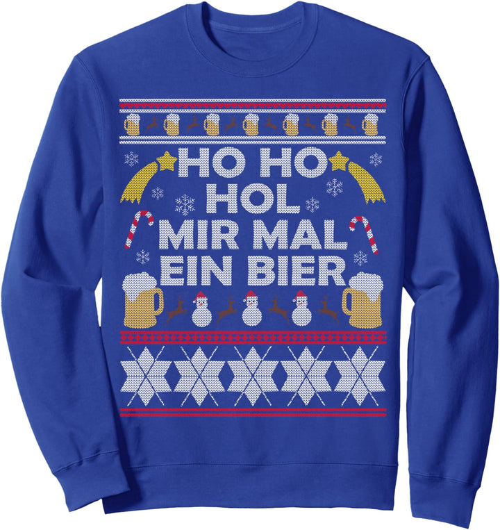 Ho Ho hol mir mal ein Bier Ugly Christmas Geschenk Herren Sweatshirt