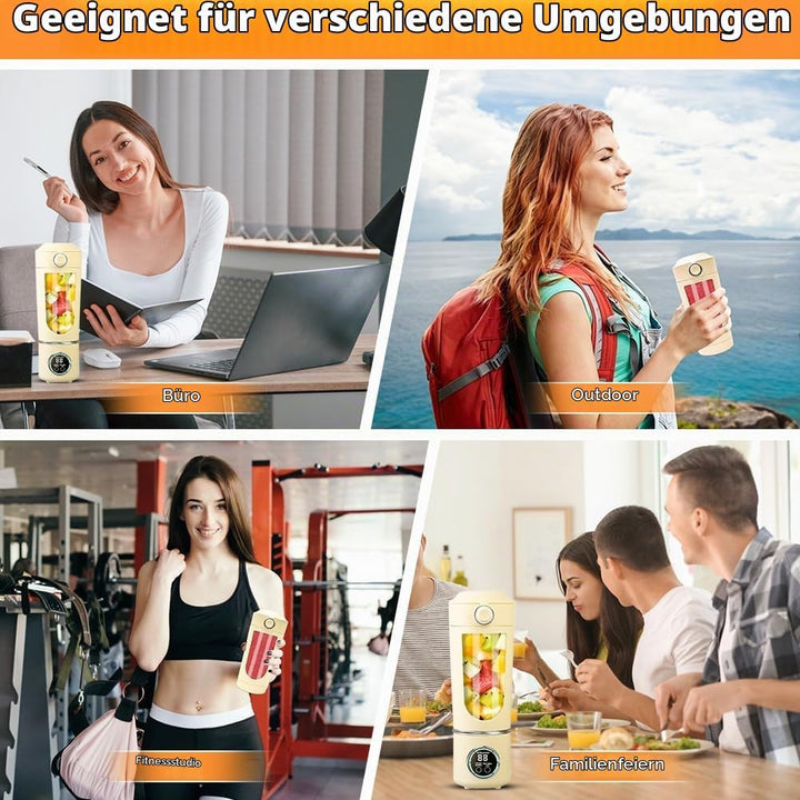 700 ml Tragbarer Mixer, Wiederaufladbarer Kleiner Entsafter, Smoothie Maker mit 12 Rostfreien Klinge