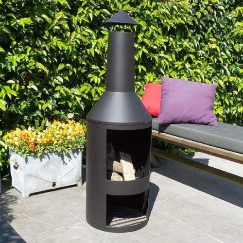 FireStove "Ming" Terassenofen Feuerstelle Ø45 x 135 cm, Holzofen hitzebeständig, Gartenkamin pulverb