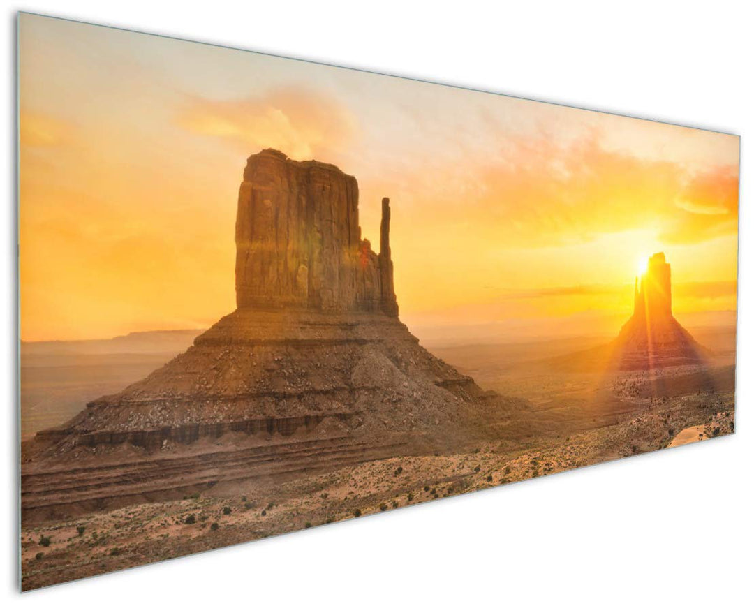 Wallario Küchen-Rückwand | Küchenspiegel Monument bei Sonnenuntergang in Premium-Qualität: Brillante