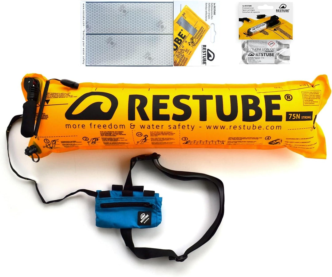 Restube Extreme Wildwasser Starter-Set Schwimmboje für Raue Bedingungen – Enthält One-Pull Aufblasba