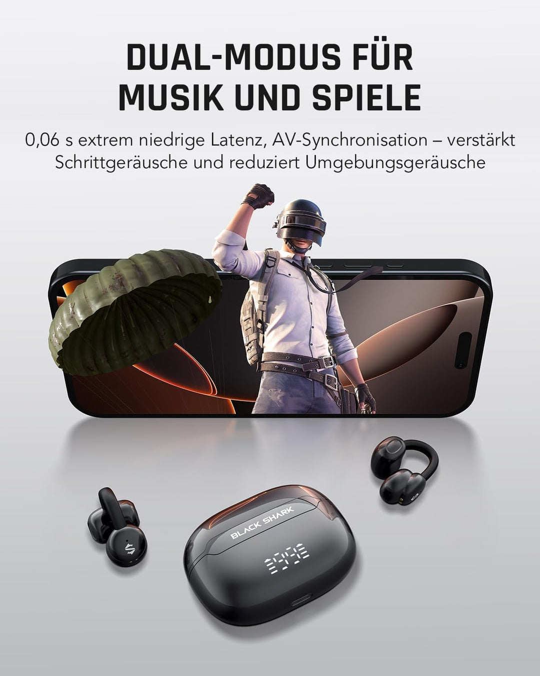 Black Shark T19 Open Ear Kopfhörer Kabellos Bluetooth Clip On Ohrhörer, 5g Leicht komfortabel, Adapt