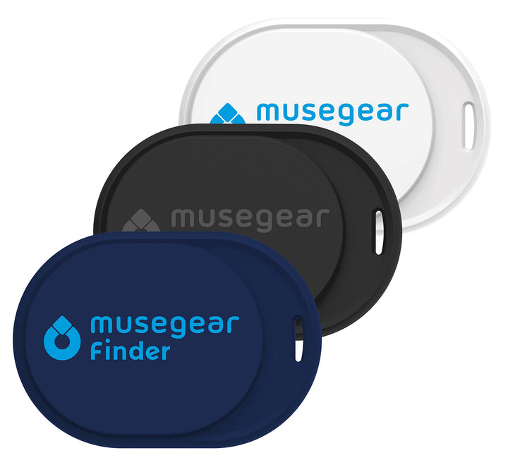musegear Schlüsselfinder Mini mit Bluetooth App I Keyfinder laut für Handy im 3er Pack: dunkelblau,