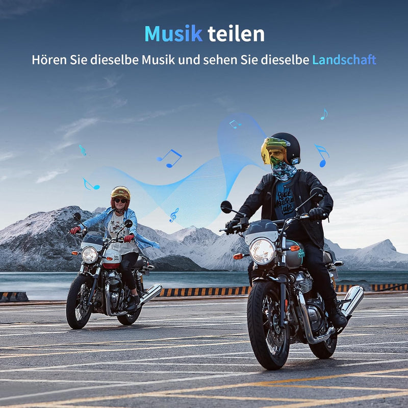 Fodsports M1-S Plus Bluetooth Motorrad Headset, Helm Headset bis zu 10 Fahrer, Universal Motorrad Ko