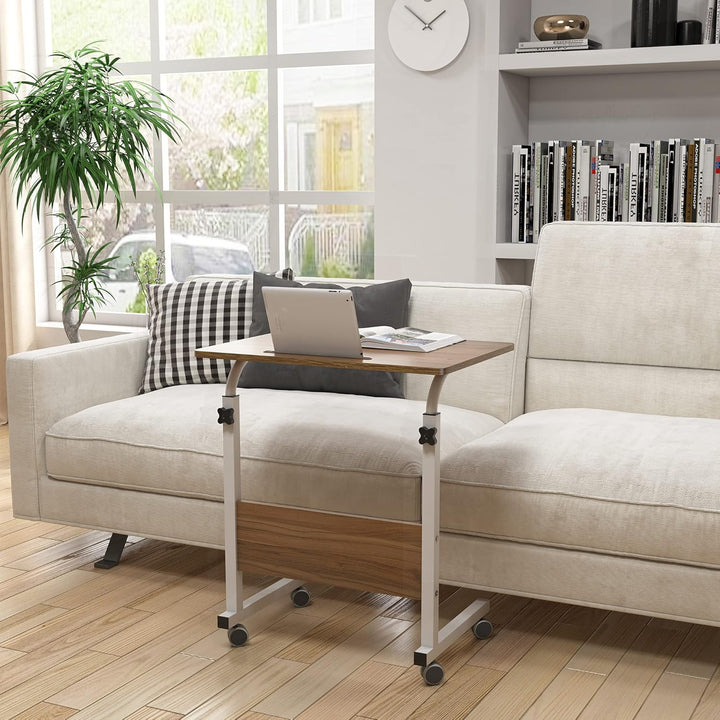 SogesHome Laptoptisch 60 * 40cm Beistelltisch auf Rollen Betttisch höhenverstellbar PC-Tisch mit Rol