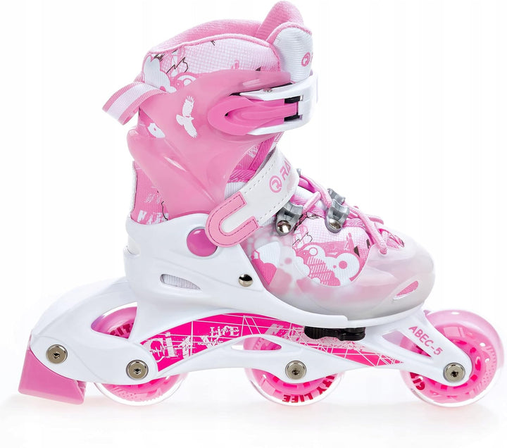 3in1 Kinder Inline Skates Triskates/Rollschuhe Raven Princess + Schützer Neve + Helm Silky 34-37 + S