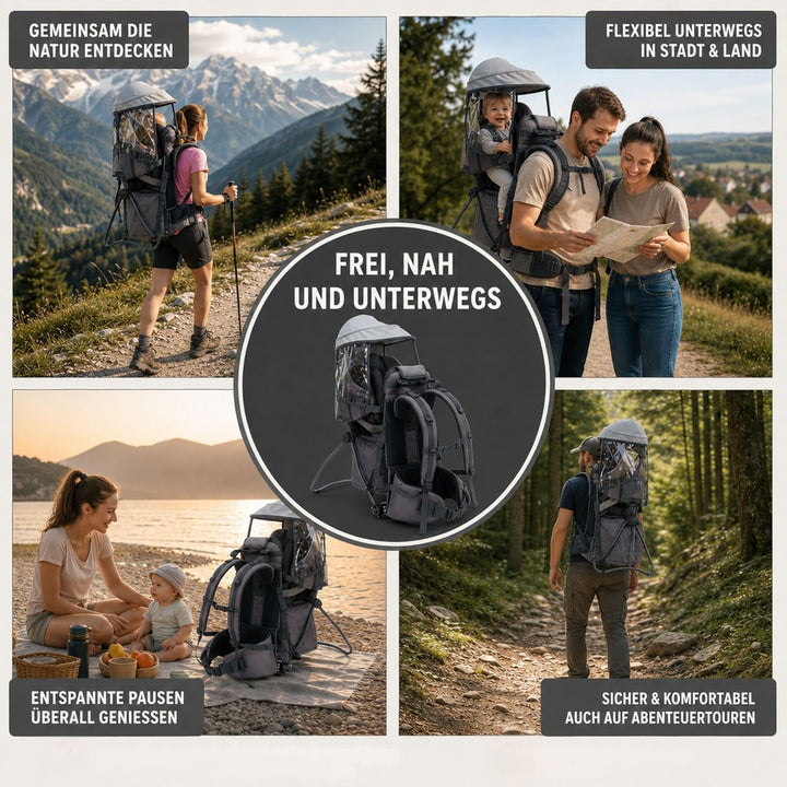 Fillikid Rückentrage Explorer Elite Exklusiv | Kindertrage für Wandern & Reise | Babytragerucksack m