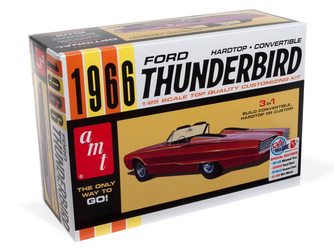 AMT AMT1328/12 1/25 1966er Ford Thunderbird Hardtop Modellbausatz, Mehrfarbig