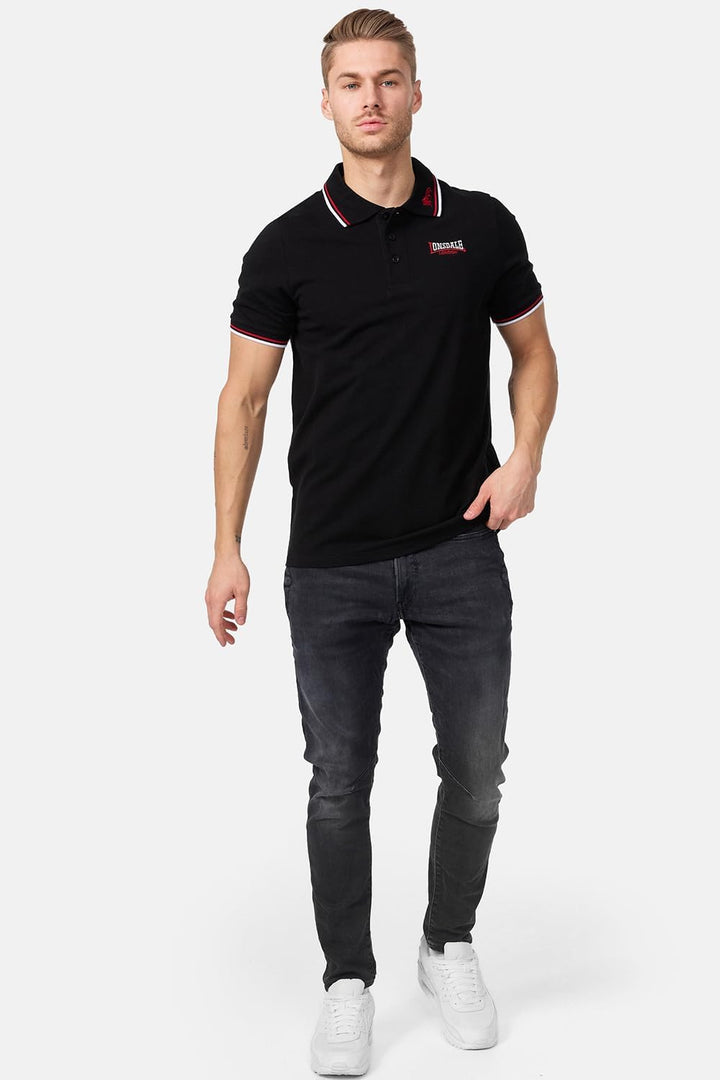 Lonsdale Herren kurzarm Polohemd Lion XXL Black / Dark Red / White, XXL Black / Dark Red / White