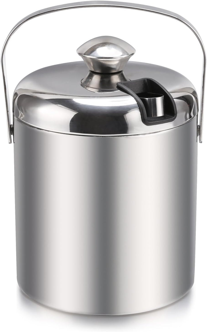 Sailnovo Eiseimer Eisbehälter sektkühler eiswürfelbehälter mit Zange und Deckel Edelstahl 1.2L, 1.2L