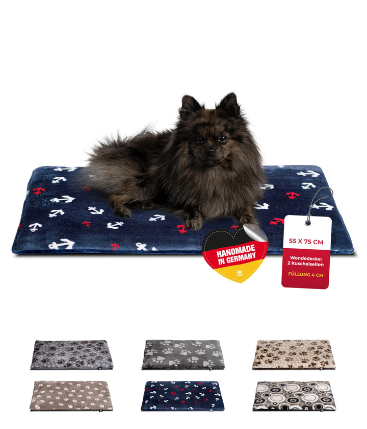 HS-Hundebett® Hundedecke S (55x75 cm) – Wendbar & gemütlich Dank 3 cm Füllung – Perfekt fürs Sofa, A