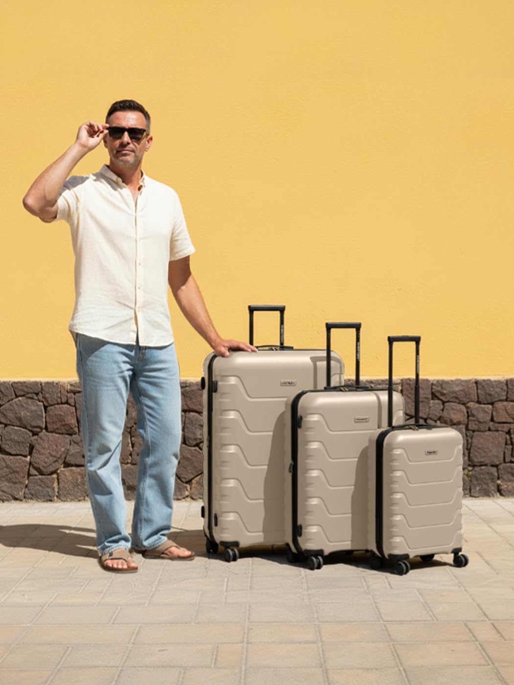 SMARTBOX Hartschalen Koffer-Set 3-teilig | mit Dehnfalte erweiterbar um 3 cm | aus hochwertigem, lei