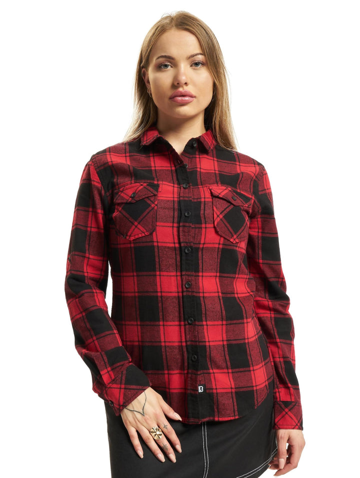 Brandit Amy Flanell Checkshirt Girl-Hemd, Rot-schwarz